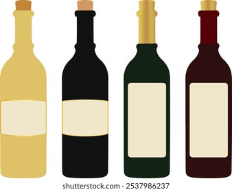 Here are four types of wine bottles that can be used logos or icons for any bar.
