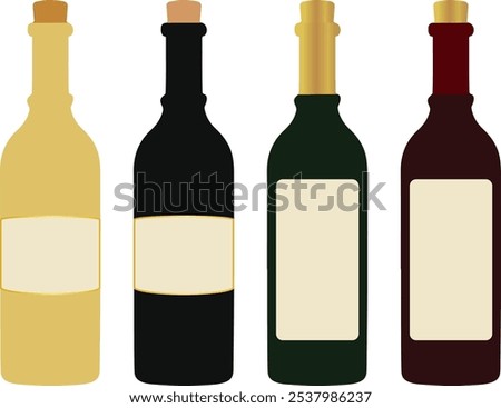 Here are four types of wine bottles that can be used logos or icons for any bar.