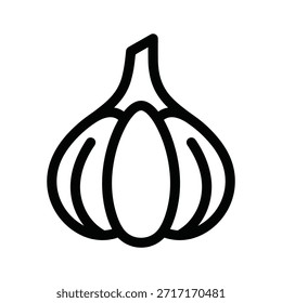 Aquí está la ilustración de la bombilla de ajo. Simple, sobre fondo blanco, y con contorno negro. La Imagen se puede utilizar en menús, recetarios y diseños de temática culinaria.