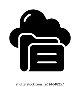 Here is a glyph icon depicting cloud folder storage