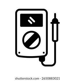 Here is a glyph icon of multimeter measuring voltage