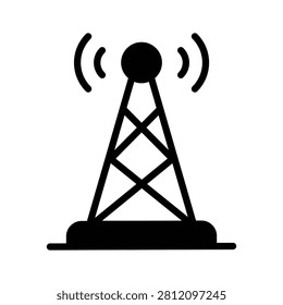 Here is a glyph icon showing a broadcast tower and communication network.