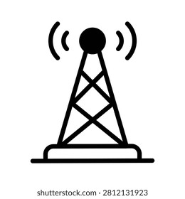 Here is a glyph icon showing a broadcast tower and communication network.