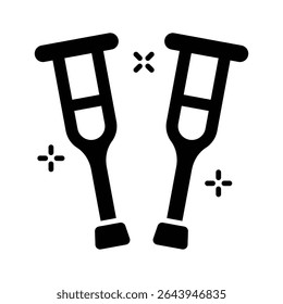 Here is a glyph icon showing crutches for leg injury