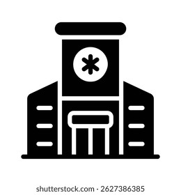 Here is a glyph style icon showing hospital building