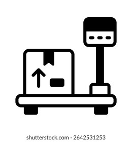 Here is a glyph style icon of warehouse weight scale
