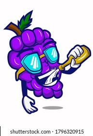 Here it is Grape drinking cartoon character for your mascot, tshirt and logo business