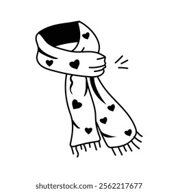 Here is a hand drawn icon of fashion scarf in modern style