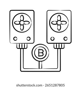 Here is a hand drawn style icon of bitcoin gpu