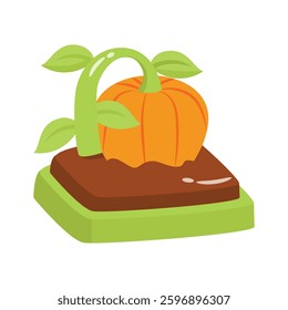 Here is a handy 3d icon of growing pumpkin