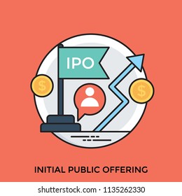 
Here is an icon with flag and growing arrow along with contact icon, this is a depiction of initial public offering 
