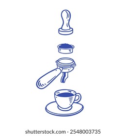 Aqui está um guia ilustrado que detalha os componentes essenciais necessários para preparar delicioso café expresso