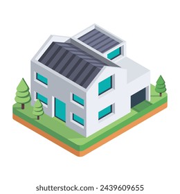 Here is an isometric icon of modern lodge