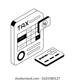 Here is an isometric outline icon depicting tax report