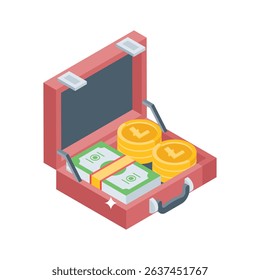 Here is an isometric style icon of crypto briefcase