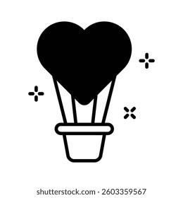 Here is a latest glyph style icon love ride heart balloon