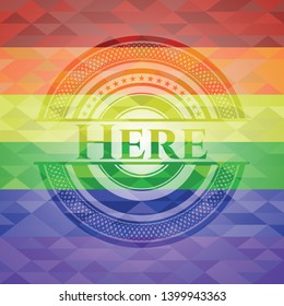 Here lgbt colors emblem. Vector Illustration. Mosaic.