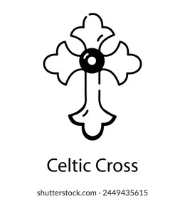 Here is a line icon of celtic cross