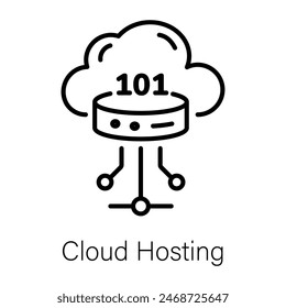 Aquí está un icono de línea de alojamiento web compartido 