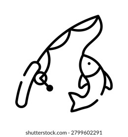 Here is a line icon denoting fishing activity concept,