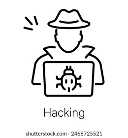 Aquí está un icono de línea de hackeo 