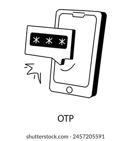 Here is a line icon of mobile otp 