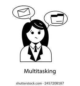 Here is a line icon of multitasking woman 