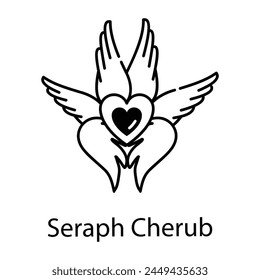 Here is a line icon of seraph cherub