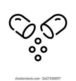 Here is a line icon showing open capsule