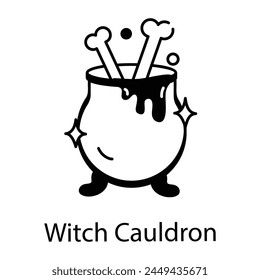 Here is a line icon of witch cauldron