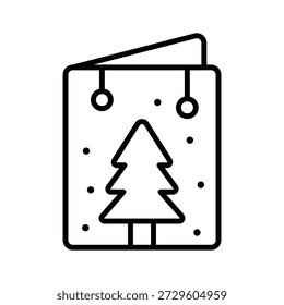 Here is a line style handy icon of christmas card