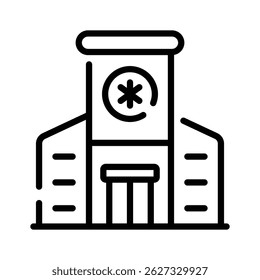Here is a line style icon showing hospital building