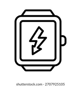 Here is a line style icon showing electric watch