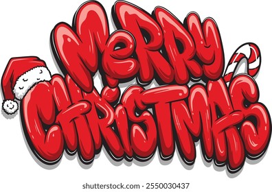 Here it is Merry Christmas Graffiti Text for your mascot, tshirt and logo business. This cartoon explain to Celebrate Christmas