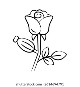 Here is a modern doodle style icon of rose decor