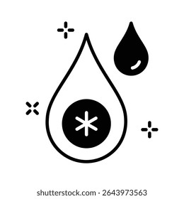 Aquí hay un icono de estilo de glifo moderno para la muestra de gotas de sangre