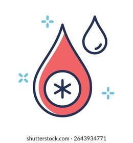 Aquí hay un icono de estilo lineal moderno para la muestra de gotas de sangre