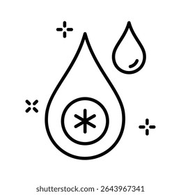 Aquí hay un icono de estilo lineal moderno para la muestra de gotas de sangre