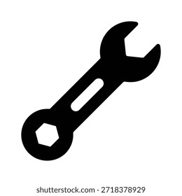 Aquí está el icono de línea de estilo moderno de llave inglesa aislada sobre fondo blanco