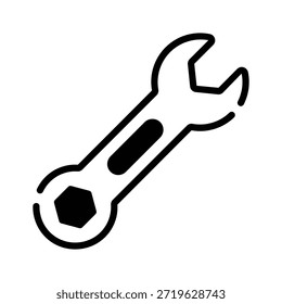 Aquí está el icono de línea de estilo moderno de llave inglesa aislada sobre fondo blanco
