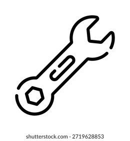 Aquí está el icono de línea de estilo moderno de llave inglesa aislada sobre fondo blanco