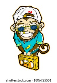 Here it is Monkey Boombox cartoon character  for your mascot, tshirt streetware and logo business