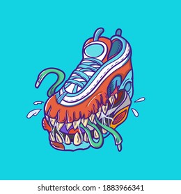 Here it is Monster shoes cartoon illustration for your mascot, tshirt and logo business.