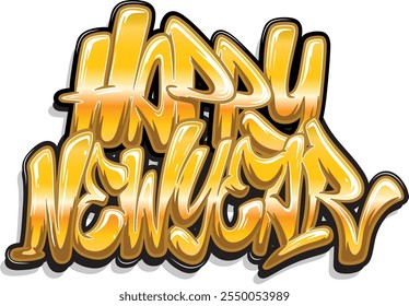 Here it is New Year Golden Graffiti Text for your mascot, tshirt and logo business. This cartoon explain to Celebrate Christmas