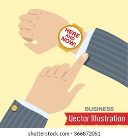 Here and now - vector illustration. 