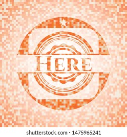 Here orange mosaic emblem with background