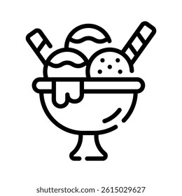 Here is our amazing outline icon of ice cream cup
