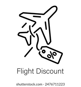 Here is an outline icon of flight discount 