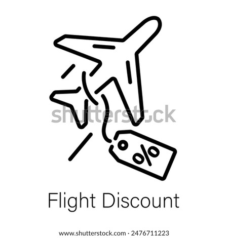 Here is an outline icon of flight discount 