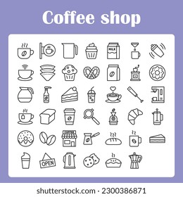 Here are outline icons for the coffee shop, everything is included that is usable at coffee shop